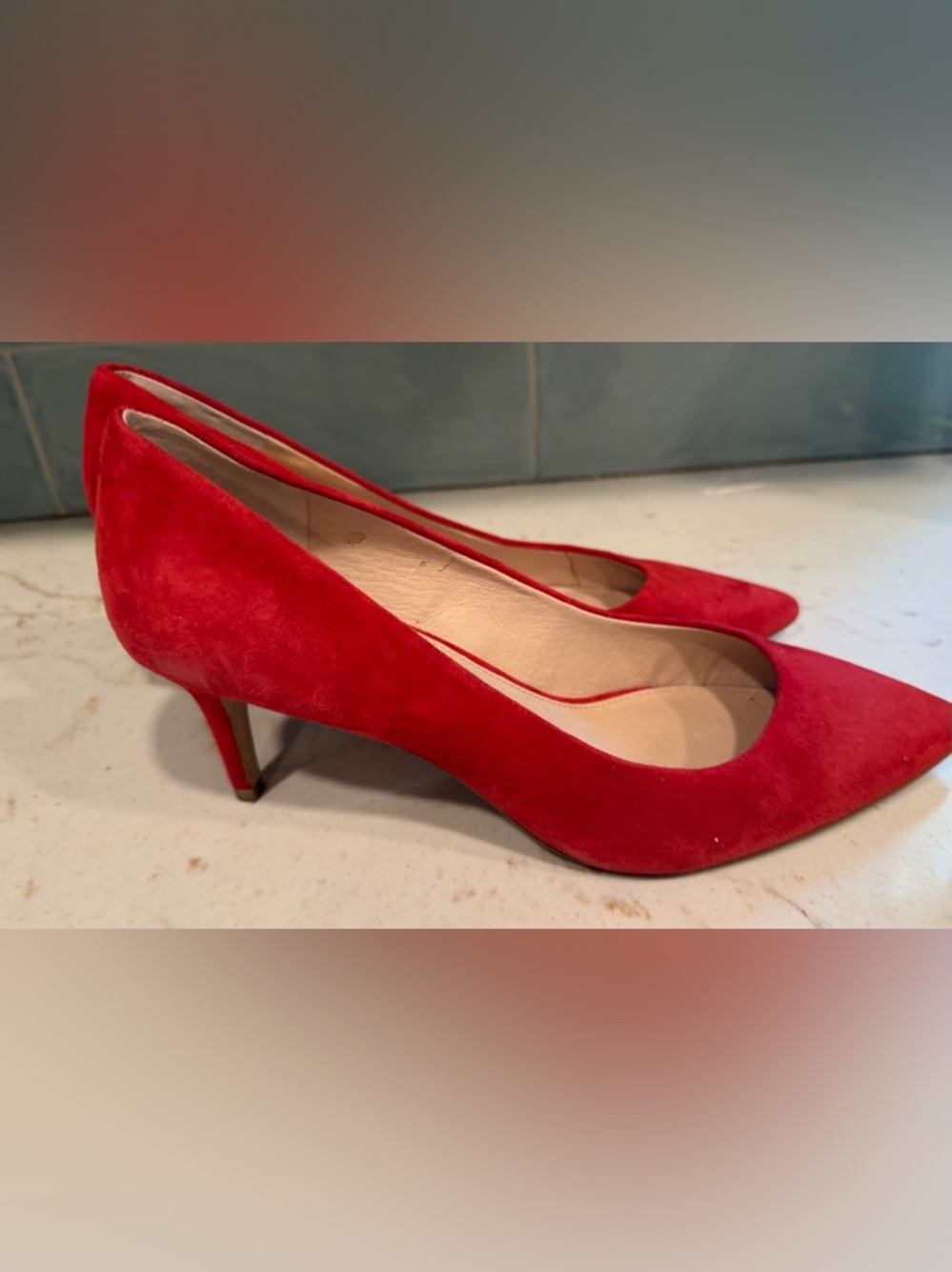 Louise et Cie Jordyna Tangerine Suede Pointed-Toe Heels